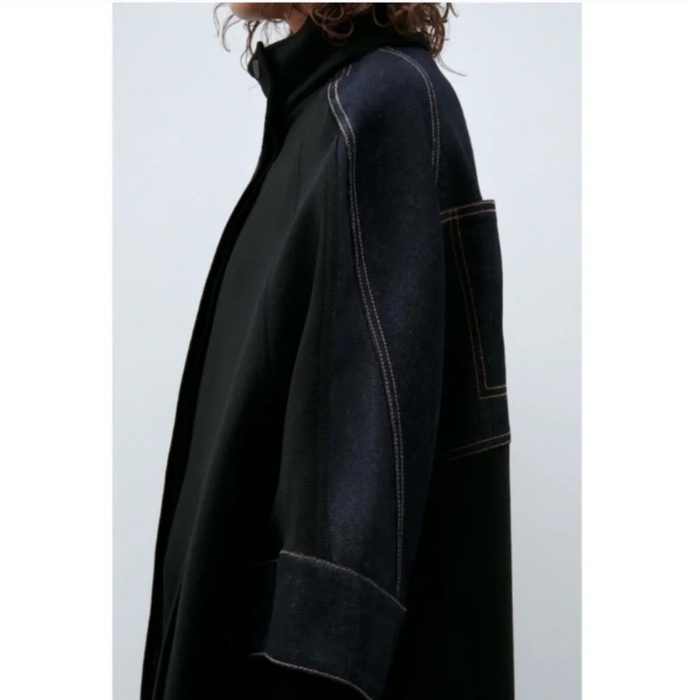 Zara Manteco wool blend and denim coat ❤️ - Picture 5 of 7